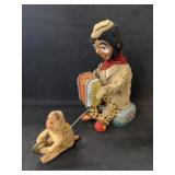 Vintage Tin Litho Battery Powered Clown w/ Monkee