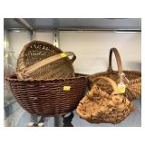 Split Oak and Wicker Woven Baskets