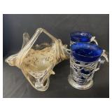 Art Glass Center Bowl with Steins