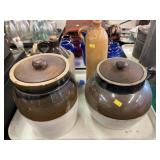 Stoneware Storage Crocks, Jug and Bottle