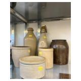Cowden & Wilcox w/ Stoneware Crocks and Bottles