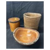Carved Wood & Bent Wood Canisters with Bowl
