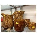 (7) Pieces of Rockingham Glazed Pottery
