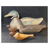 Miniature Carved Wood Ducks with Silhouette