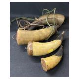 (4) Carved Powder Horns