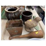 Storage Crocks, Masher, Copper Planters