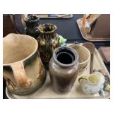 Glazed Pottery Vases, Pitcher, Butter Prints
