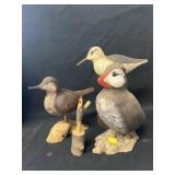 Carved Wood Shorebirds with Rooster