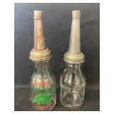 (2) 1 Quart Glass Oil Bottles