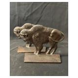 (2) Cast Metal Buffalo Form Bookends