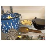 Agateware Bucket with Metalwares