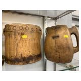 Wood Carved Bucket with Pitcher