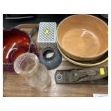 Stoneware and Carnival Glass Bowls, Molding Plane