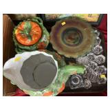 Carnival Glass Plate, Pitcher and Salts