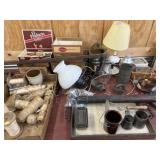 Spools, Table Light, Cigar Boxes, Shot Glasses