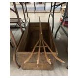Wooden Shipping Box and Miniature Pitch Fork