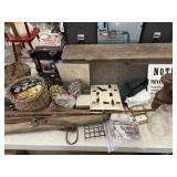 Toolbox, Candlesticks, Fishing Rod, Woven Baskets