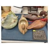 Candleholders with Pottery Birdbath