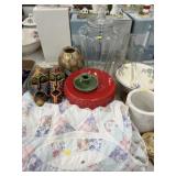 Quilt Top, Glass Canister, Tribal Masks