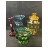 Art Glass with Amber Canister