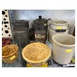 Vintage Metalwares, Storage Crocks, Cocoa Tin