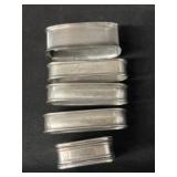 (5) Sterling Silver Napkin Rings