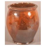 Antique Glazed Redware Apple Butter Crock