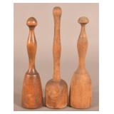 3 Nicely Turned Maple Food Mashers