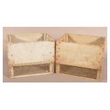 Pair of Vintage Light Blue Wood Apple Crates