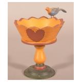 Walter Gottshall Carved Bird and Birdbath