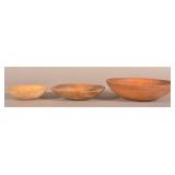 Set of 3 Vintage Graduated Wood Maple Bowls