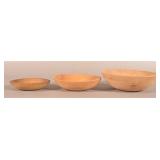 Set of 3 Graduated Turned Maple Wood Bowls