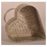 Signed Tin Heart-Shaped Cheese Strainer
