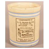 Antique Braddock, PA Advertising Stoneware Crock