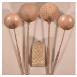 4 Early Wrought Iron Fireplace Cooking Utensils
