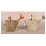 2 Small Galvanized Garden Sprinkler Cans
