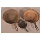 3 Unknown Maker Cast Iron Pans and Skillet