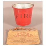 Galvanized Fire Bucket & Cloth Water Bag
