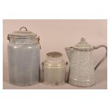 3 Pieces Vintage Grey Graniteware