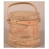Dainty Primitive Grey-Painted Wood Firkin