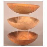 3 Small Vintage Maple Wood Bowls
