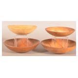 4 Small Vintage Maple Wood Bowls