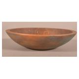 Small Turned Wood Bowl with Blue Paint