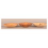 3 Vintage Maple Wood Bowls