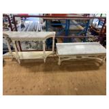 French Style Marble Top Coffee Table w/ End Table