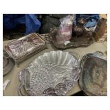 Large Assortment of Silver Plate Serving Pieces