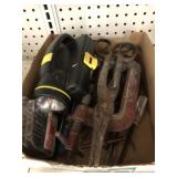 Screwdrivers, C-Clamps and Pair of Shears