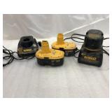 (3) DeWalt 18V Batteries with 2 Chargers