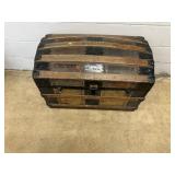 Vtg. Dome Top Steamer Trunk