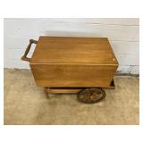 Rolling Wooden Drop Leaf Serving Cart